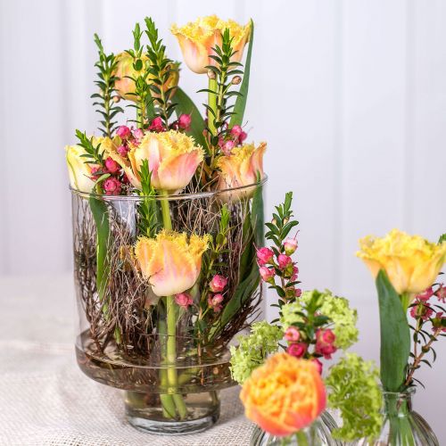 Floristik24 Glasvas med fot blomvas glasdekoration vintage H15cm Ø11cm
