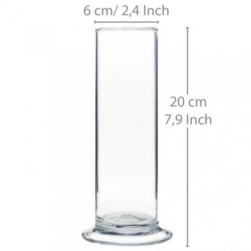 Floristik24 Glasvas med fot Klar Ø6cm H20cm