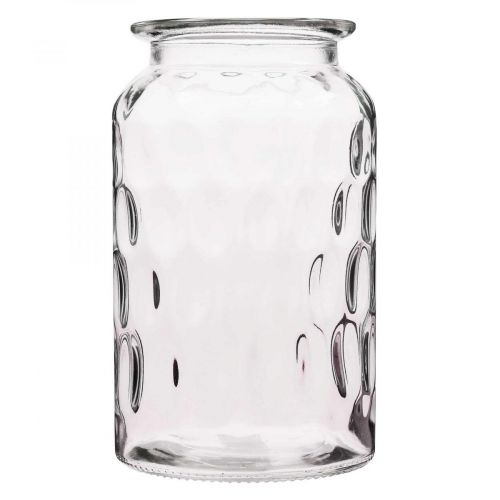 Floristik24 Glasvas med mönster, glaslykta H18,5cm Ø11cm klar