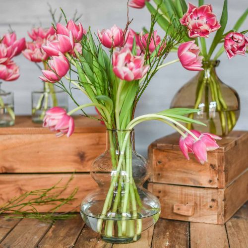 Artikel Glasvas rund blomvas dekorativ vas klarglas Ø16cm H23cm