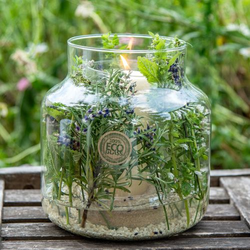 Glasvas Rund Blomstervas Stor 100% Återvunnet Glas H20 Ø17cm