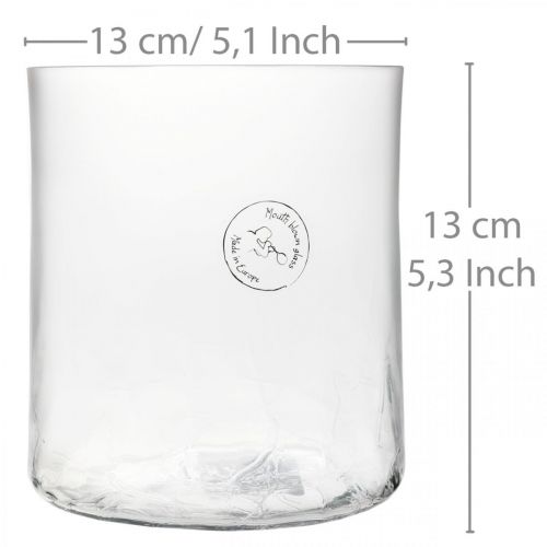 Artikel Cylindrisk glasvas Crackle clear, satinerad Ø13cm H13.5cm