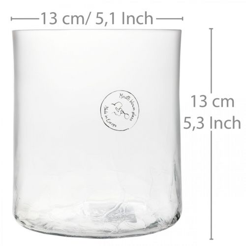 Floristik24 Cylindrisk glasvas Crackle clear, satinerad Ø13cm H13.5cm