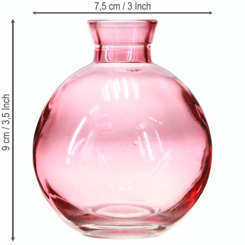 Artikel Glasvaser lökformade rosa retro minivaser Ø7,5cm H9cm 6 st