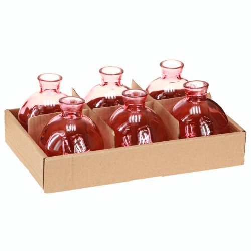 Artikel Glasvaser lökformade rosa retro minivaser Ø7,5cm H9cm 6 st