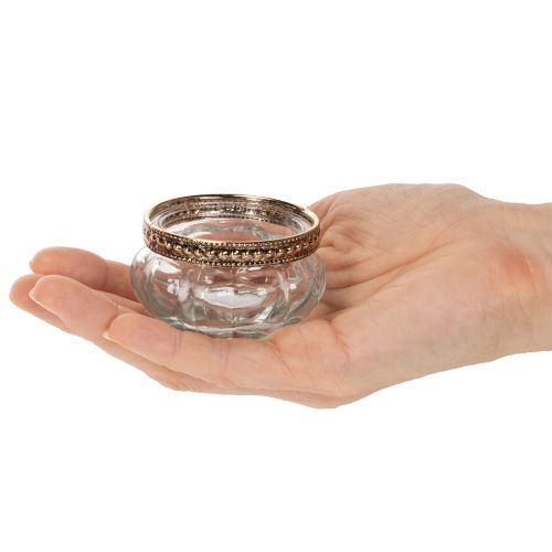 Glasljushållare med dekorativ metallkant, 6 cm, 4 stycken | Floristik24.se