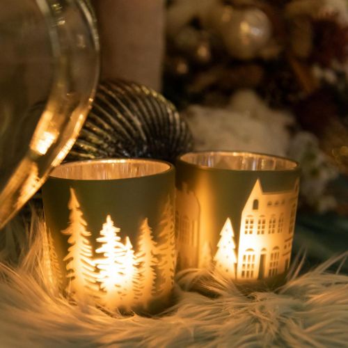Floristik24 Lyktor, värmeljushållare glas julgrön Ø7cm 2st