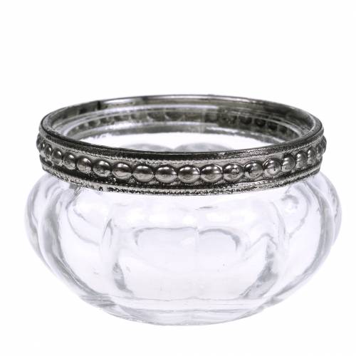 Floristik24 Värmeljusglas antik med metallkant Ø6cm H3,5cm