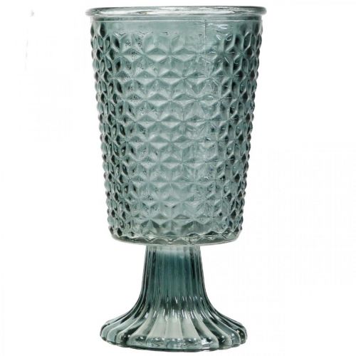 Floristik24 Lykta med fot, koppglas, dekorationsglas grå Ø10cm H18,5cm