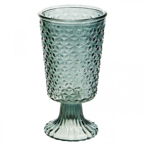 Floristik24 Lykta med fot, koppglas, dekorationsglas grå Ø10cm H18,5cm