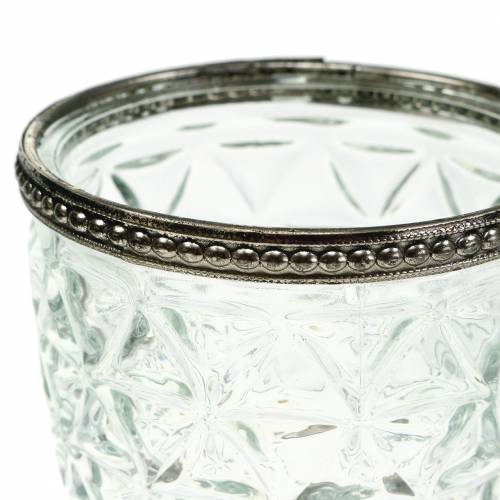 Floristik24 Glaslykta på den antika basen med metallkant Ø9cm H13,5cm