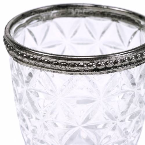 Floristik24 Antik glaslykta med metallfälg Ø7,5cm H7,5cm