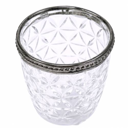 Floristik24 Antik glaslykta med metallfälg Ø7,5cm H7,5cm