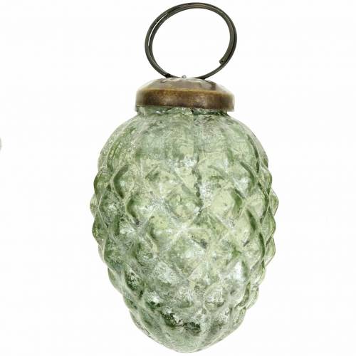 Floristik24 Träddekorationer höstfrukter transparent, grönt äkta glas 6,5cm 3st