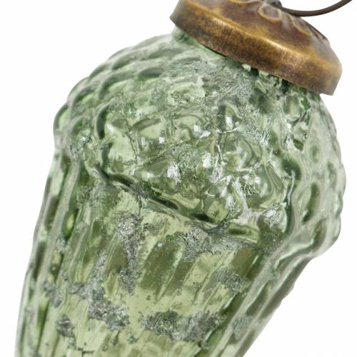 Floristik24 Träddekorationer höstfrukter transparent, grönt äkta glas 6,5cm 3st
