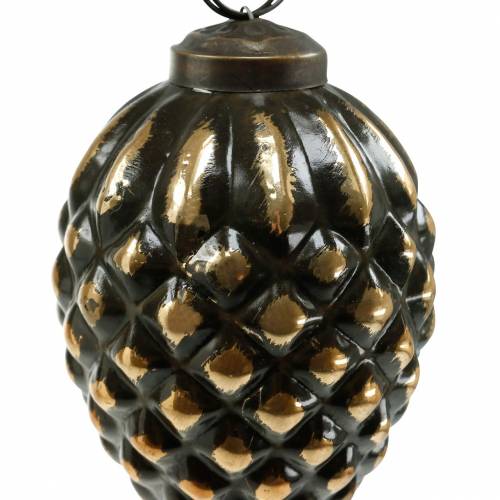 Floristik24 Ekollon och kottar att hänga brunt, gyllene glas 8,5cm 3st i ett set