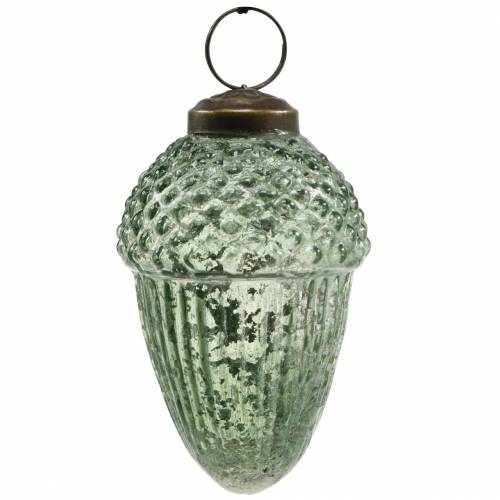 Floristik24 Träddekorationer ekollon transparent, grönt äkta glas 9cm 3st