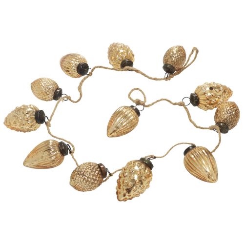 Artikel Glaskon girlang hängande dekoration julguld 120cm