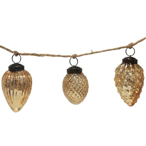 Artikel Glaskon girlang hängande dekoration julguld 120cm