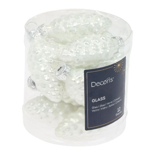 Floristik24 Glasstrutar Juldekorationer glas vit Ø2,5cm 6cm 10st