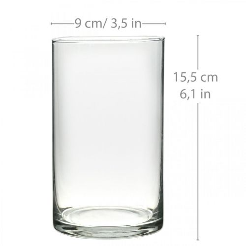 Artikel Rund glasvas, klarglascylinder Ø9cm H15,5cm