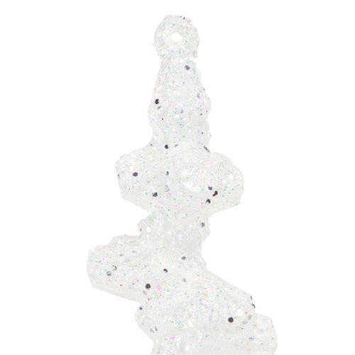 Artikel Glitteristappar för upphängning av vinterdekoration vit 24cm 8st
