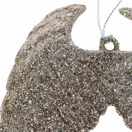 Floristik24 Julgransdekorationer änglavingar glitter champagne 16cm 12st