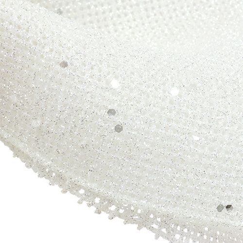 Floristik24 Glitter rosett för att hänga vit 32cm x 42cm