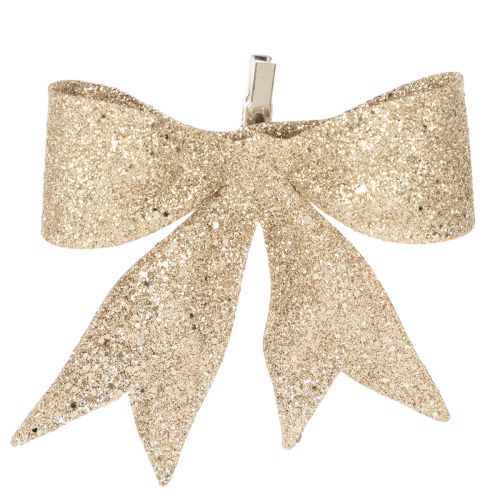 Glitterrosett, dekorativ rosett, guld med klämma, 11 cm, 4 stycken köpa | Floristik24.se