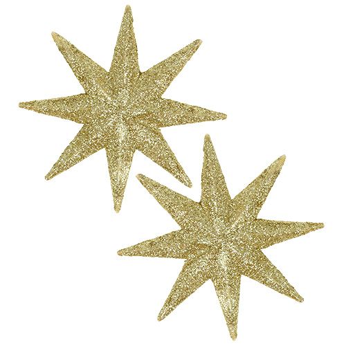 Floristik24 Glitter star guld Ø10cm 12st