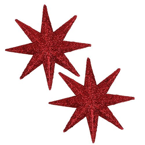 Floristik24 Glitter stjärnröd Ø10cm 12st