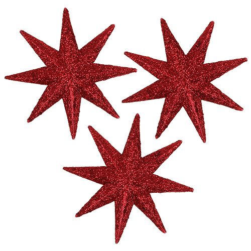Floristik24 Glitter stjärnröd Ø5cm 20st