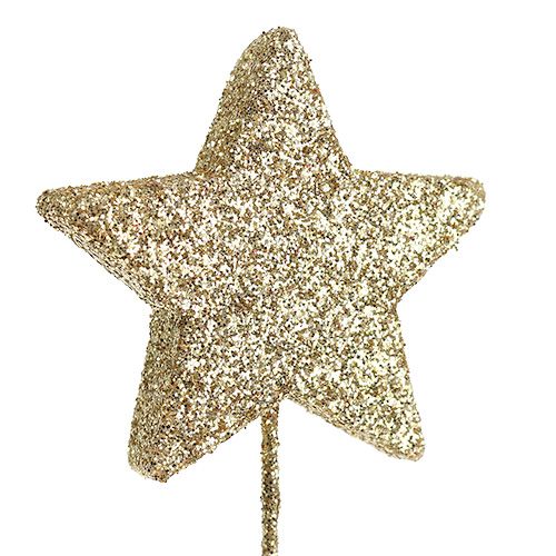 Artikel Glitterstjärna på tråden 4cm guld 60st