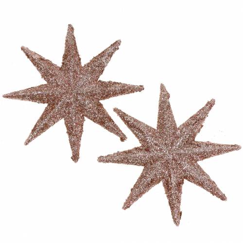 Floristik24 Stjärnglitter rosaguld 10 cm 12st
