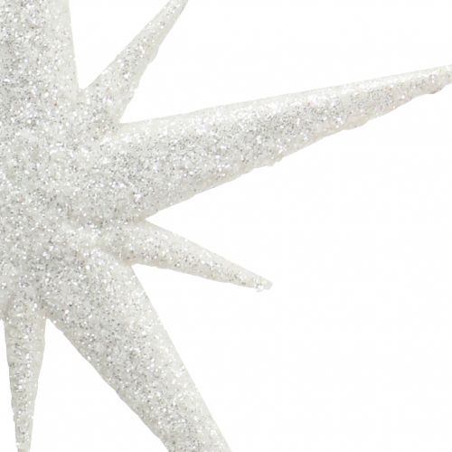 Artikel Glitterstjärna att hänga vit 13cm 12st