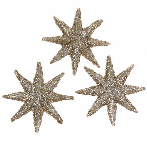 Floristik24 Dekorativ stjärnglitterchampagne 5cm 20 st