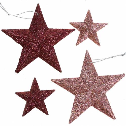 Artikel Glitter stjärnrosa mix 9,5/5cm 18 st