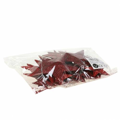 Artikel Glitterstjärna röd mix 9,5/5cm 18 st