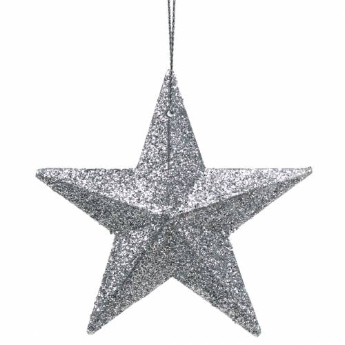 Artikel Glitterstjärna silver 9,5/5cm 18 st