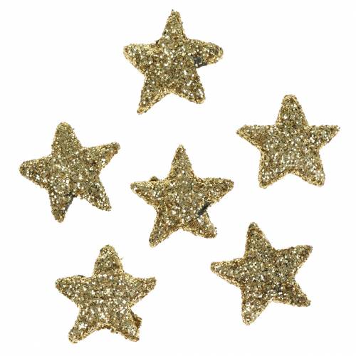 Floristik24 Stjärnor glitter guld 1,5cm 144st