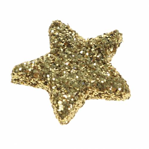 Artikel Stjärnor glitter guld 1,5cm 144st