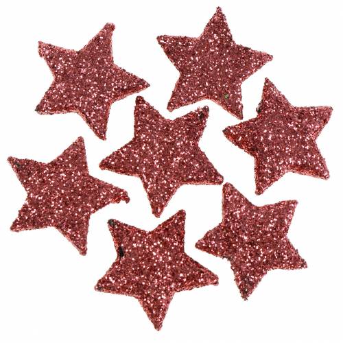 Floristik24 Glitterstjärnor för att strö korall 2,5 cm 48st