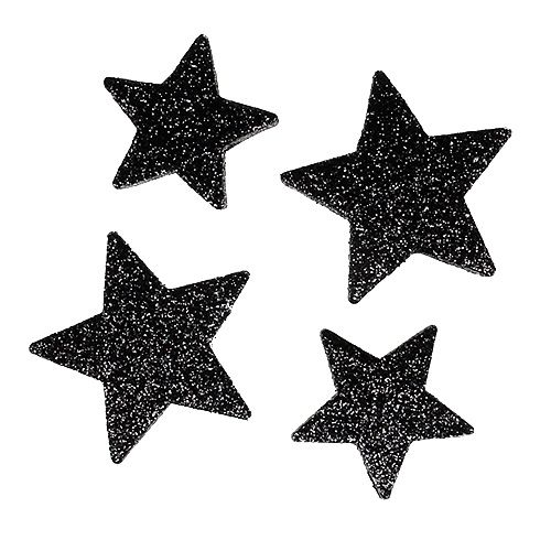 Floristik24 Glitter stjärnor svart 4-5cm 40st