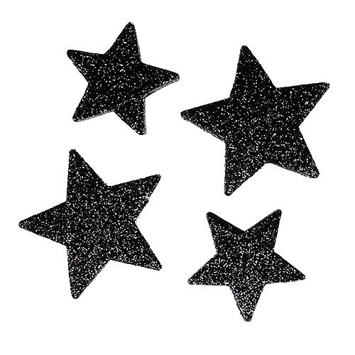 Glitter stjärnor svart 4-5cm 40st | Floristik24.se