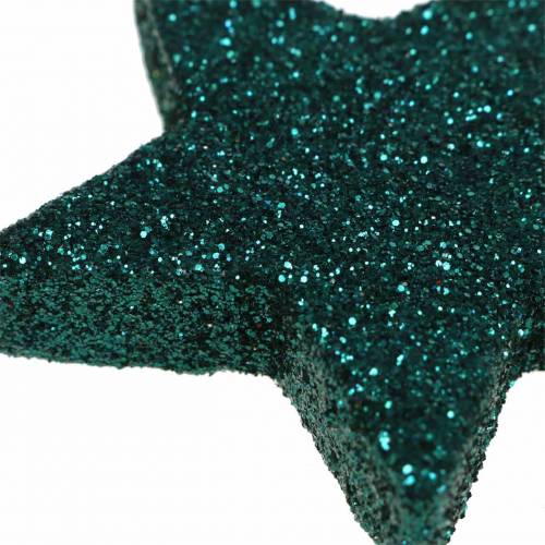 Floristik24 Glitterstjärnor för att strö smaragd 4 / 5cm diverse 40st