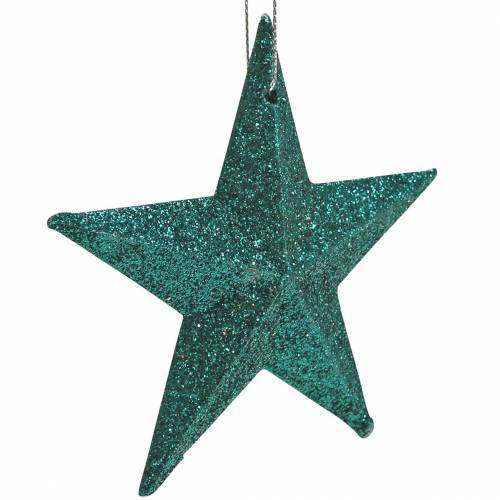 Artikel Glitter stjärnset dekorativa galgar och scatter dekorationer smaragd, ljusgrön 9cm/5cm 18 stycken
