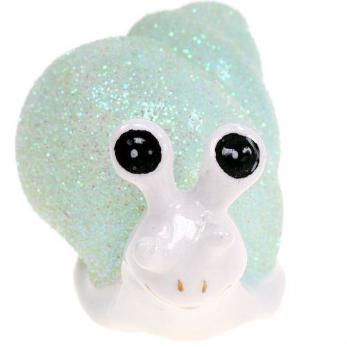Floristik24 Dekorativ figurin snigel glitter mint/rosa 8cm 6 st