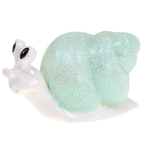 Floristik24 Dekorativ figurin snigel glitter mint/rosa 8cm 6 st