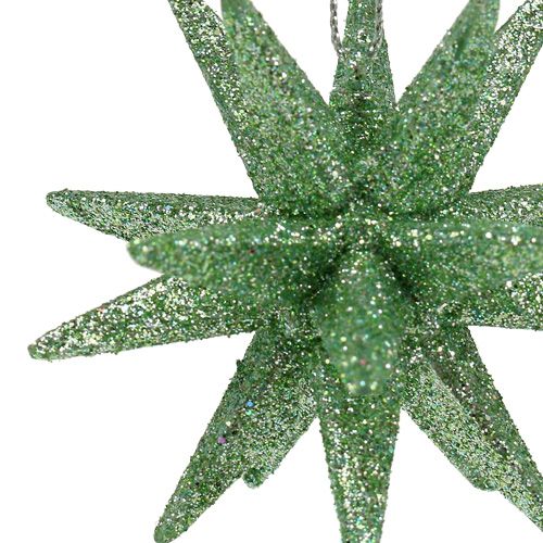 Floristik24 Glitterstjärnor mintgrön 7,5cm 8st