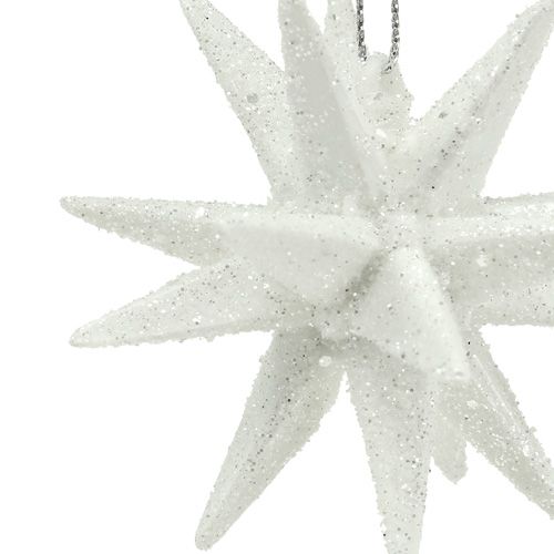 Floristik24 Glitter stjärnor vit 7,5 cm 8st